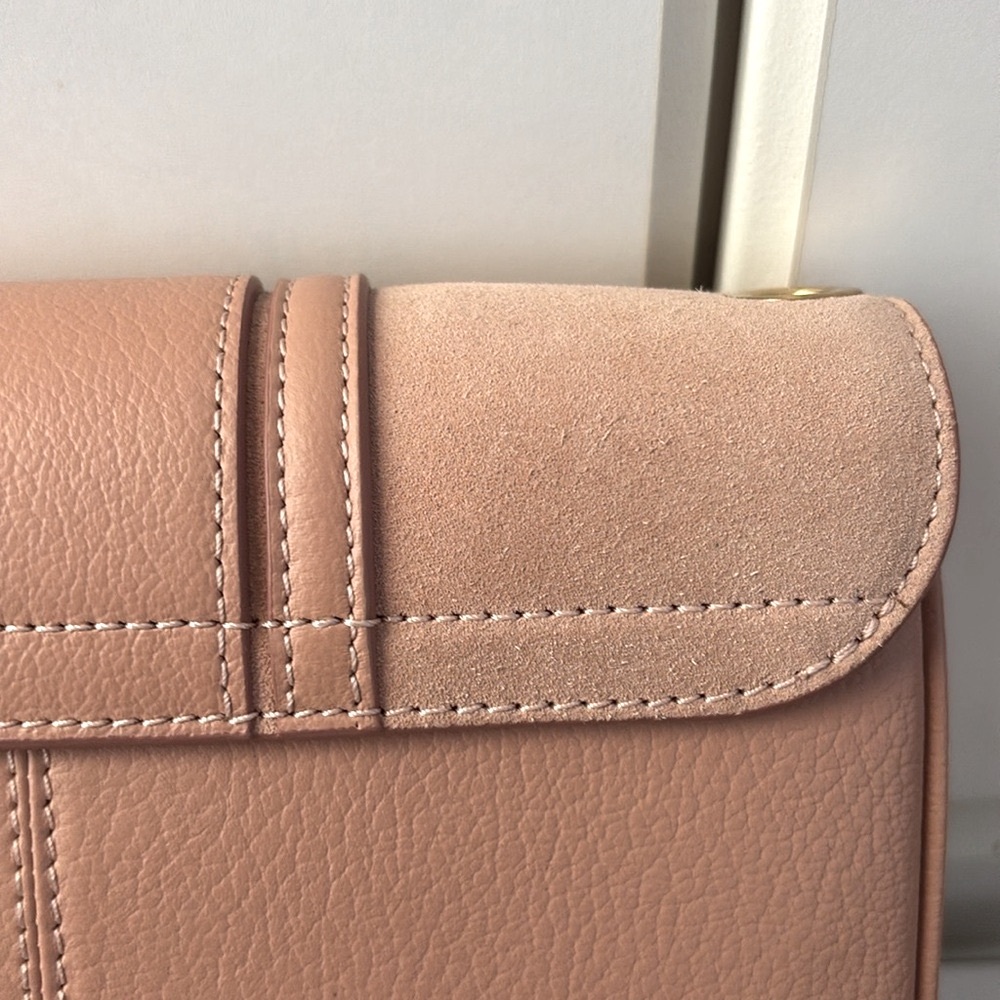 See By Chloe Pink Leather & Suede Crossbody Bag with Gold Ring - Picture 6 of 14
